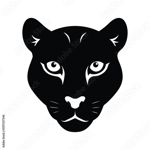 Silhouette vector of a leopard head with spotted coat and feline features for predator design Vector illustration