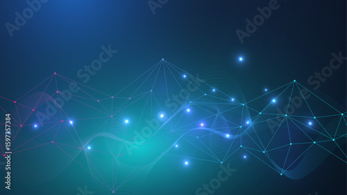 Structure molecule and communication Dna, atom, neurons. Science concept for your design. Connected lines with dots. Medical, technology, chemistry, science background. illustration.