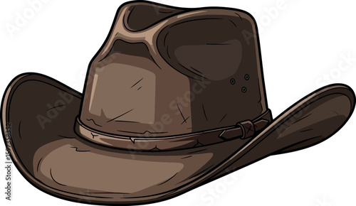 Cowboy Hat - Western Wear Cartoon Vector Illustration.