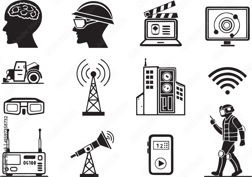 Fototapeta premium Cyberpunk technology vector bundle set 