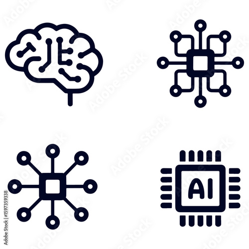 Artificial Intelligence Conceptual Art Exploring Brain Technology, CPU Processors, Machine Learning, and Neural Networks for Innovation