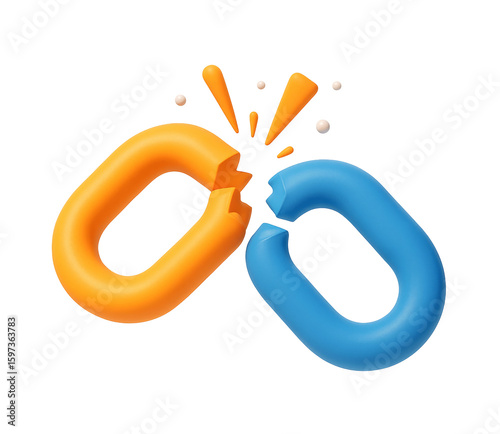 broken chain link 3d illustration

