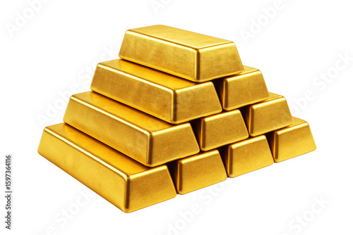 Pyramid shaped stack of gold bars. Financial wealth success concept. Valuable precious metal bars
