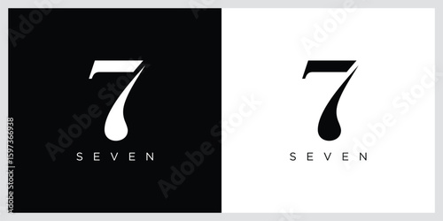 Number Seven Logo Design Template, vector illustration