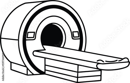 MRI scanner medical equipment  silhouette.