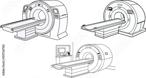 MRI Machines line art Medical Imaging Equipment .