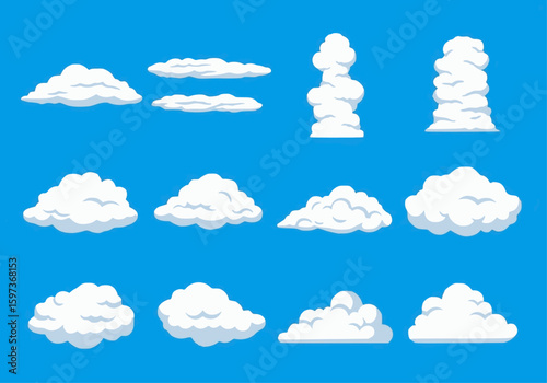 Cartoon Clouds Vector Pack – Fluffy Sky Elements for Game Design & Illustrations