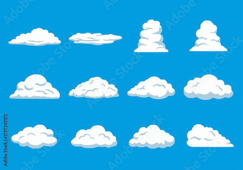 Cartoon Clouds Vector Pack – Fluffy Sky Elements for Game Design & Illustrations