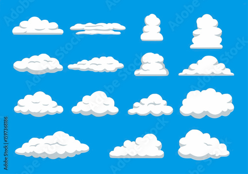 Cartoon Clouds Vector Pack – Fluffy Sky Elements for Game Design & Illustrations