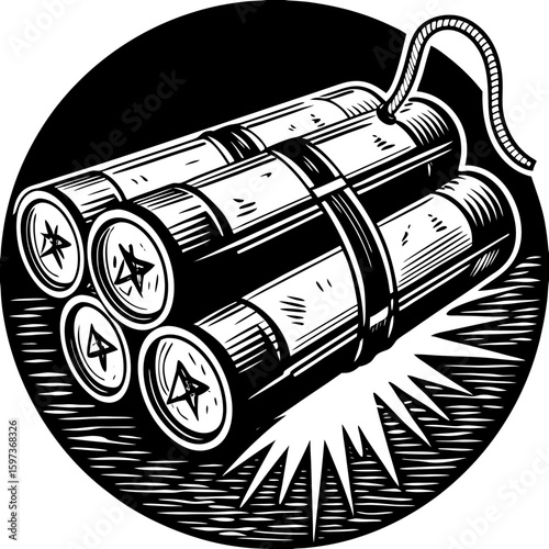 dynamite  (linocut style)