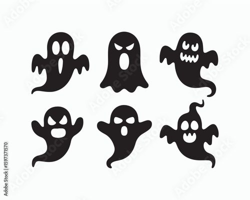 Engaging Halloween ghost silhouette vector illustration.