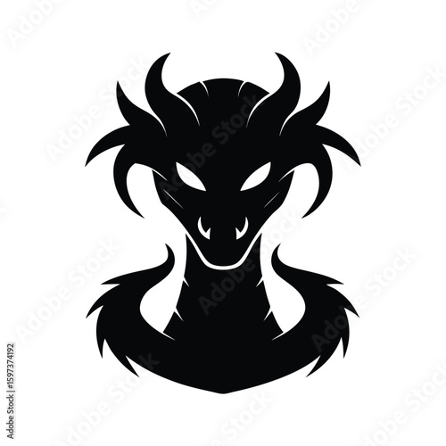 Silhouette vector of a hydra head with multiple serpent necks for mythological creature design Vector illustration