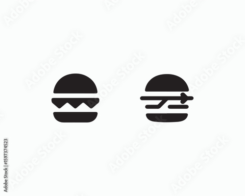 Two burger icons side by side on a white background showing different fillings and design elements