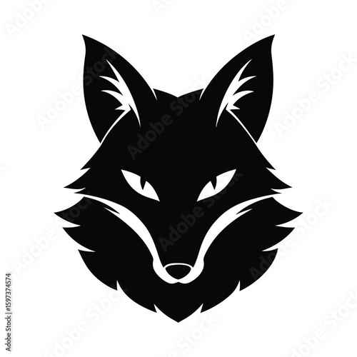 Silhouette vector of a kitsune head with fox features for mythical Japanese shapeshifter design Vector illustration