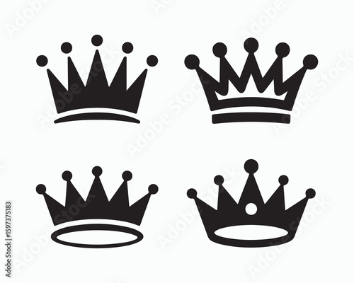 crown silhouette, crown vector set, royalty, luxury, power