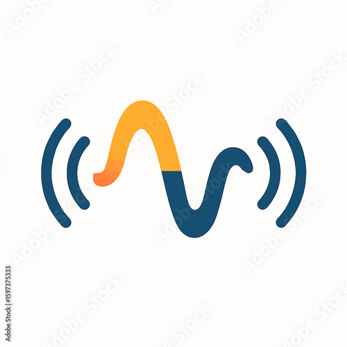 Abstract sound wave graphic with gradient orange and blue colors and concentric circles