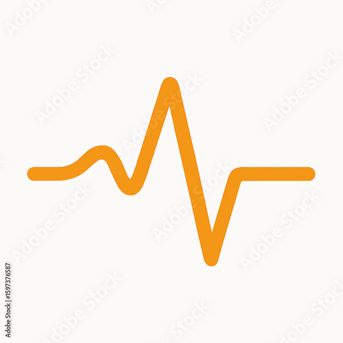 Orange electrocardiogram line representing heartbeat waveform on white.