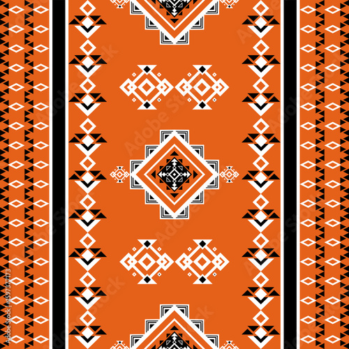 Geometric pattern Traditional tribal style, pixel embroidery, geometric ethnic pattern. beautiful border pattern.Fabric pattern for clothes, dress, carpet, curtain, sarong, sari, scarves, batik.