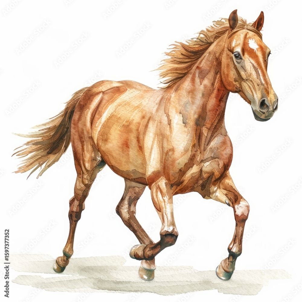 Obraz premium A running horse illustration watercolor animal.