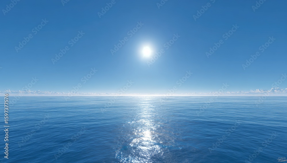 Obraz premium Vast ocean, bright sun, clear sky