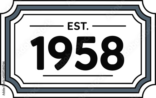 Elegant vector illustration celebrating the year 1958 established vintage sign with a classic design