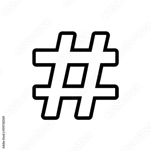 Hashtag vector icon for trending topics and social media search categorization