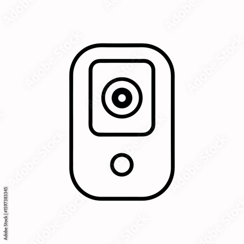 Smart doorbell camera vector icon showing home surveillance and security alert