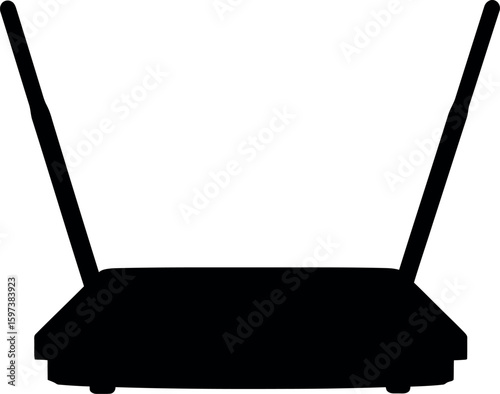 Black wi fi router silhouette with antennas