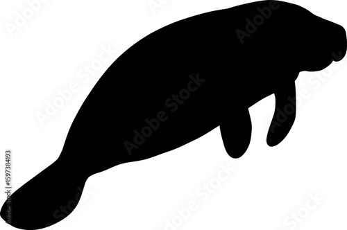 Manatee silhouette gentle sea cow icon