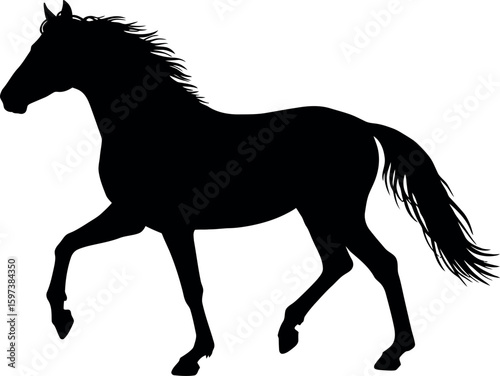 Black horse silhouette galloping elegant equine vector
