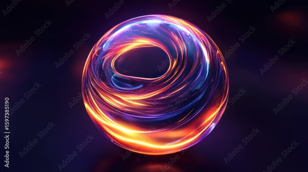 Abstract glowing orb with swirling lines. Abstract glowing orb with swirling lines.