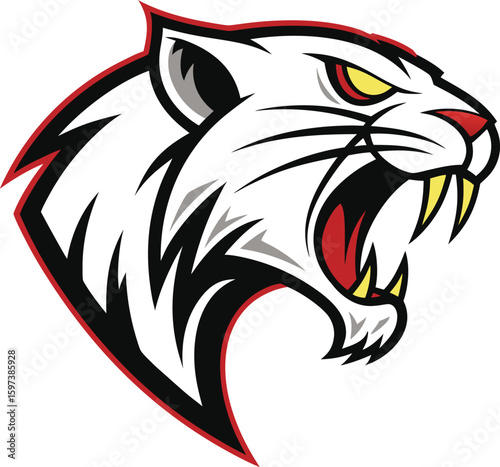 Angry Wild Cat Head Illustration Fierce Animal Mascot Logo Design for Sports Team Emblem Tattoo Poster Graphic Print