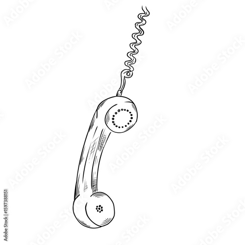 Telephone reciever vector sketch line art hand drawn illustration 