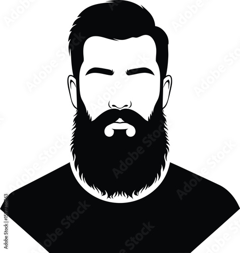 Vector art of man with a beard and mustache isolated on transparent background