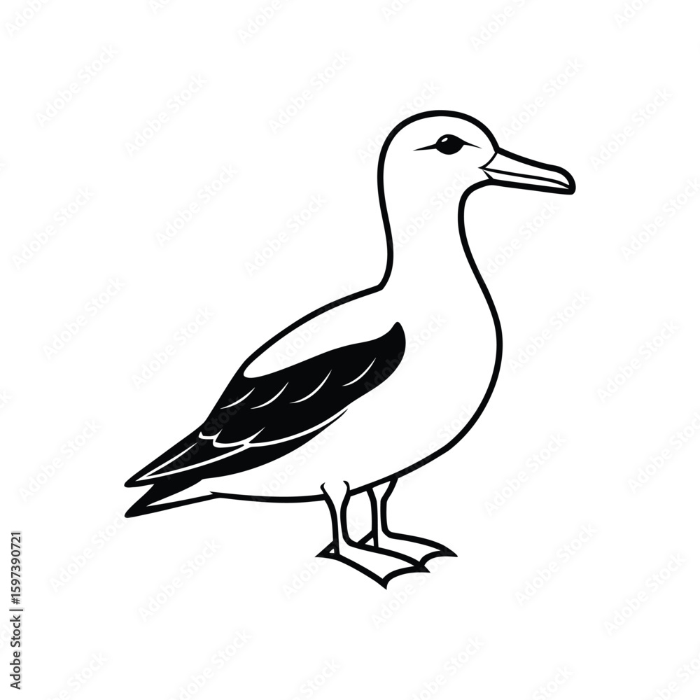 Fototapeta premium a shearwater line art silhouette vector illustration on white background