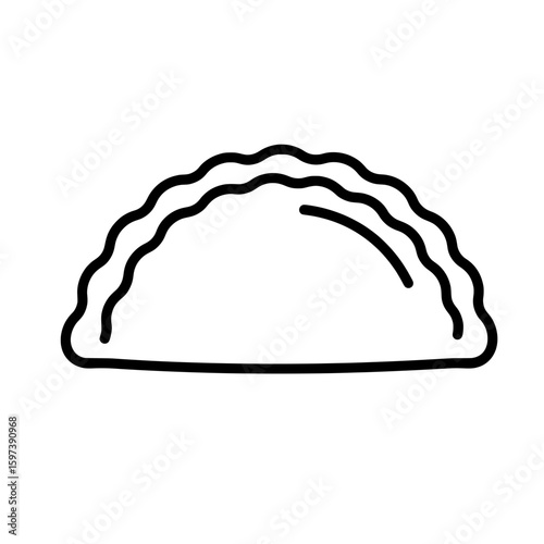 Line art lasagna with three layers on white background