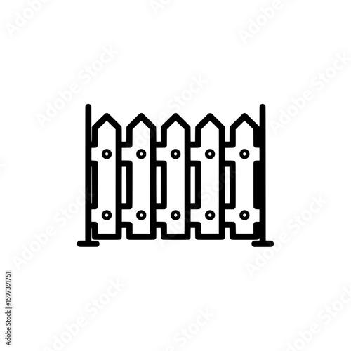 Stylized wooden fence with pointed pickets and base