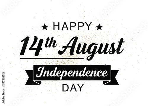 Celebrating fourteenth August Independence Day with festive typography.