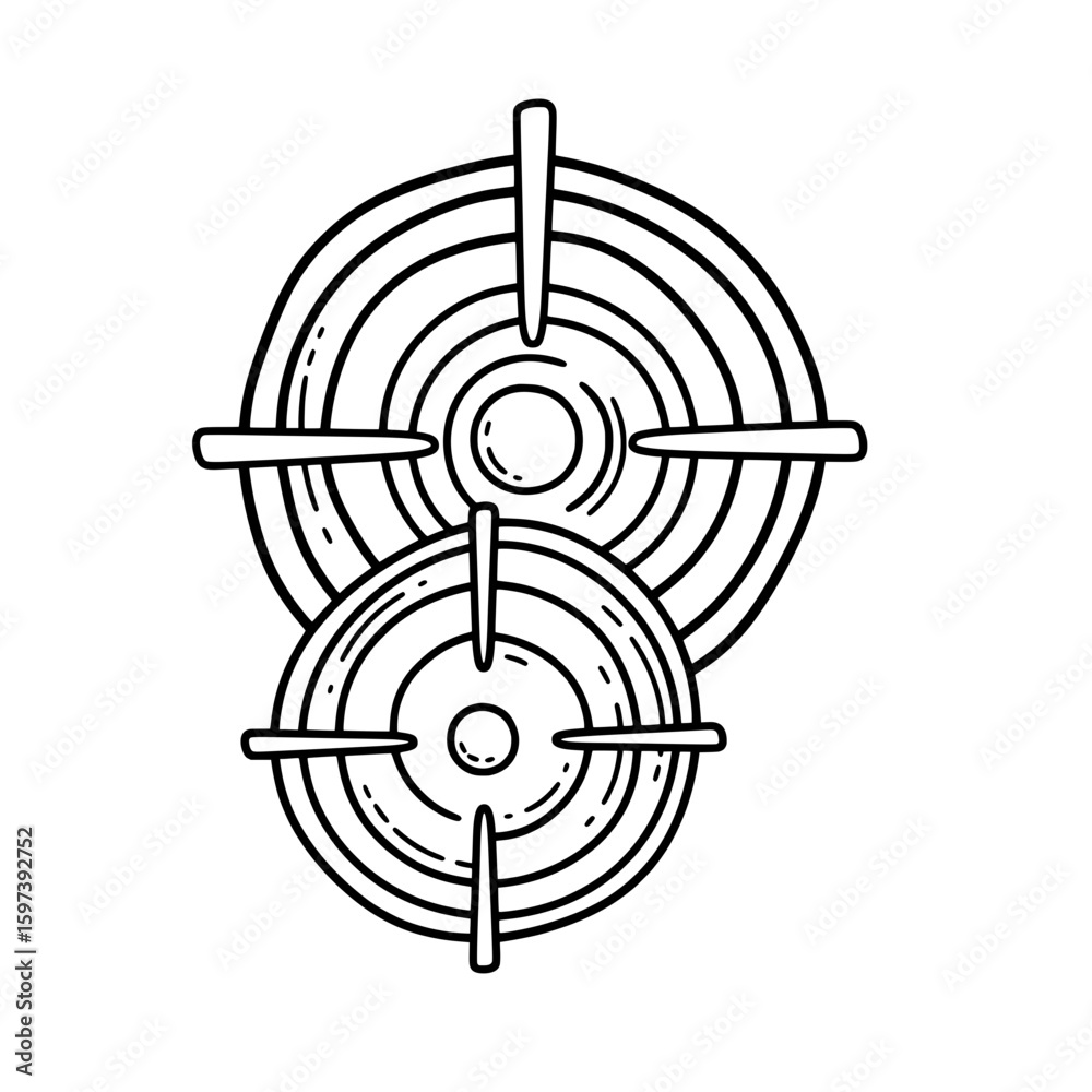 Target crosshair pattern with concentric circles and lines