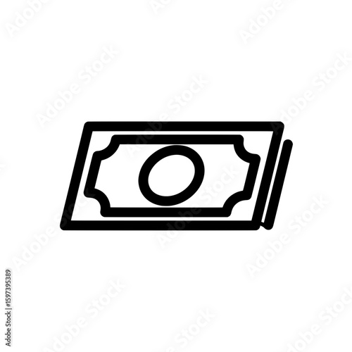 Cash bill stack icon with banknote outline