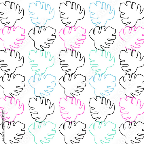 EXOTIC MONSTERA LEAVES DESIGN PATTERN TEXTURE BACKGROUND VECTOR