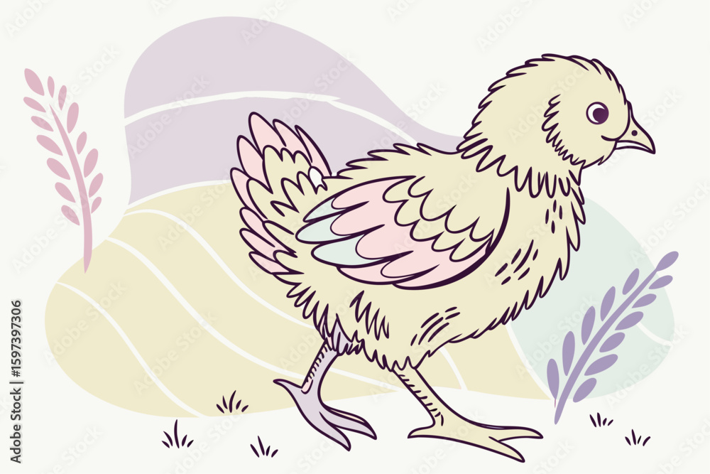 Fototapeta premium Vintage Easter Chicken Watercolor Print 