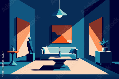 art collector s living room with sculptures  overs.svg