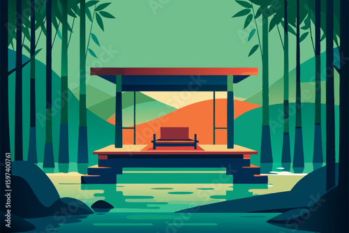 bamboo forest pavilion living room open to rustlin.svg