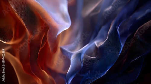 Abstract textile scene with stylized waves in fabric