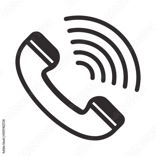Retro Phone Icon Vintage Telephone with Ringing Signal Illustration
