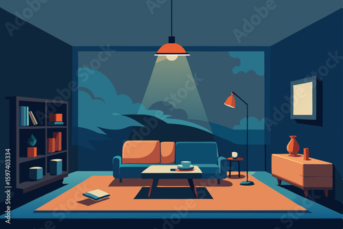 cozy storm bunker living room with board games  