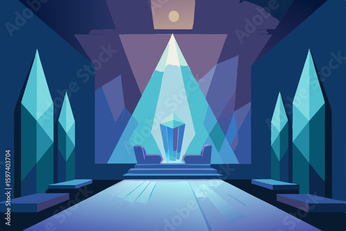 crystal cavern living room with refracted light 