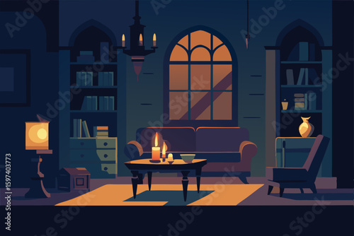 dark academia inspired living room with antique 