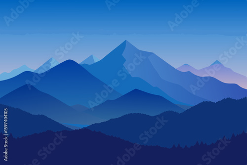 distant mountains fading into haze at blue hour  .svg